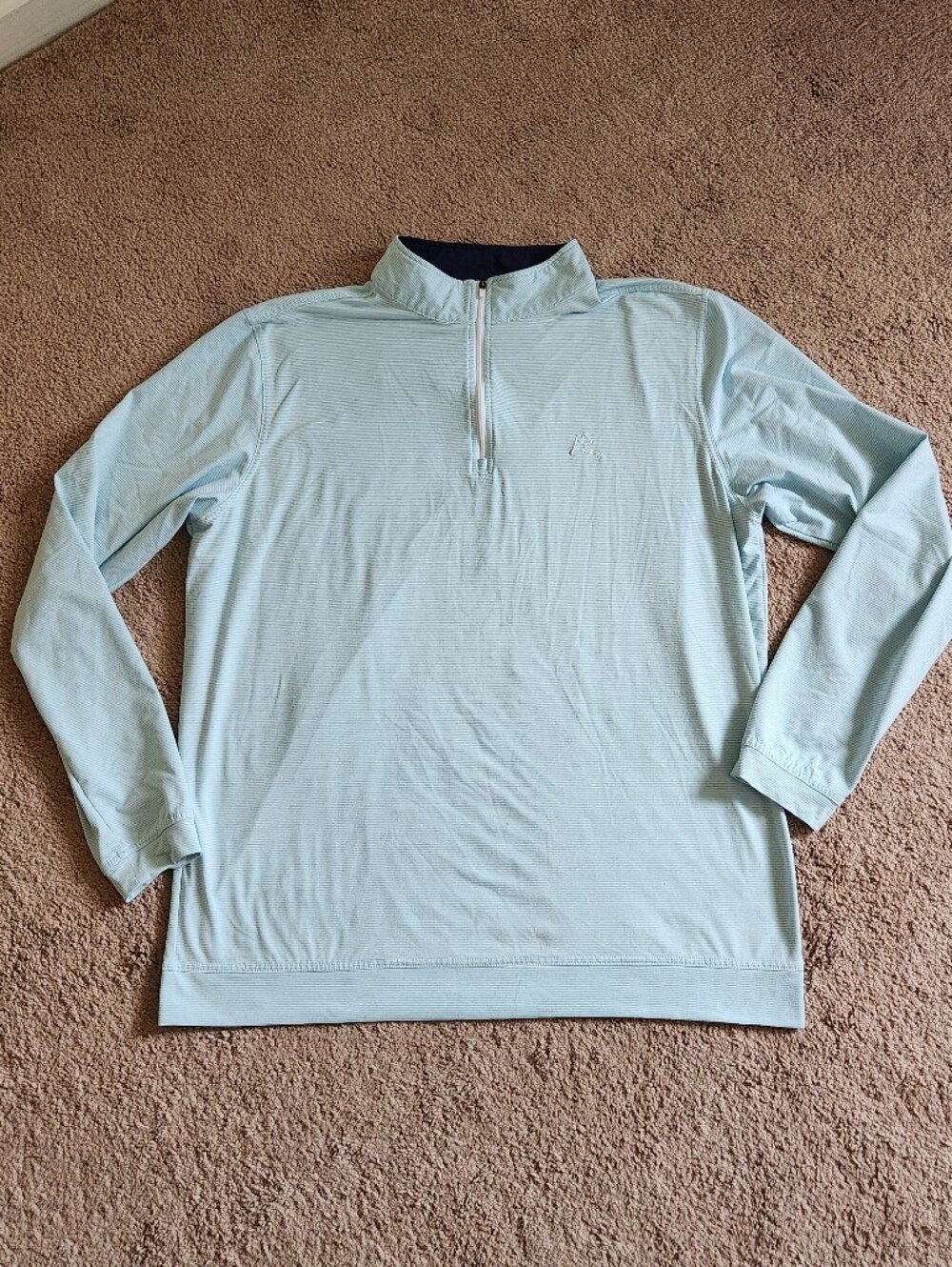 Rhoback Pullover Mens XL Blue Striped Quarter Zip Golf Performance Stretch